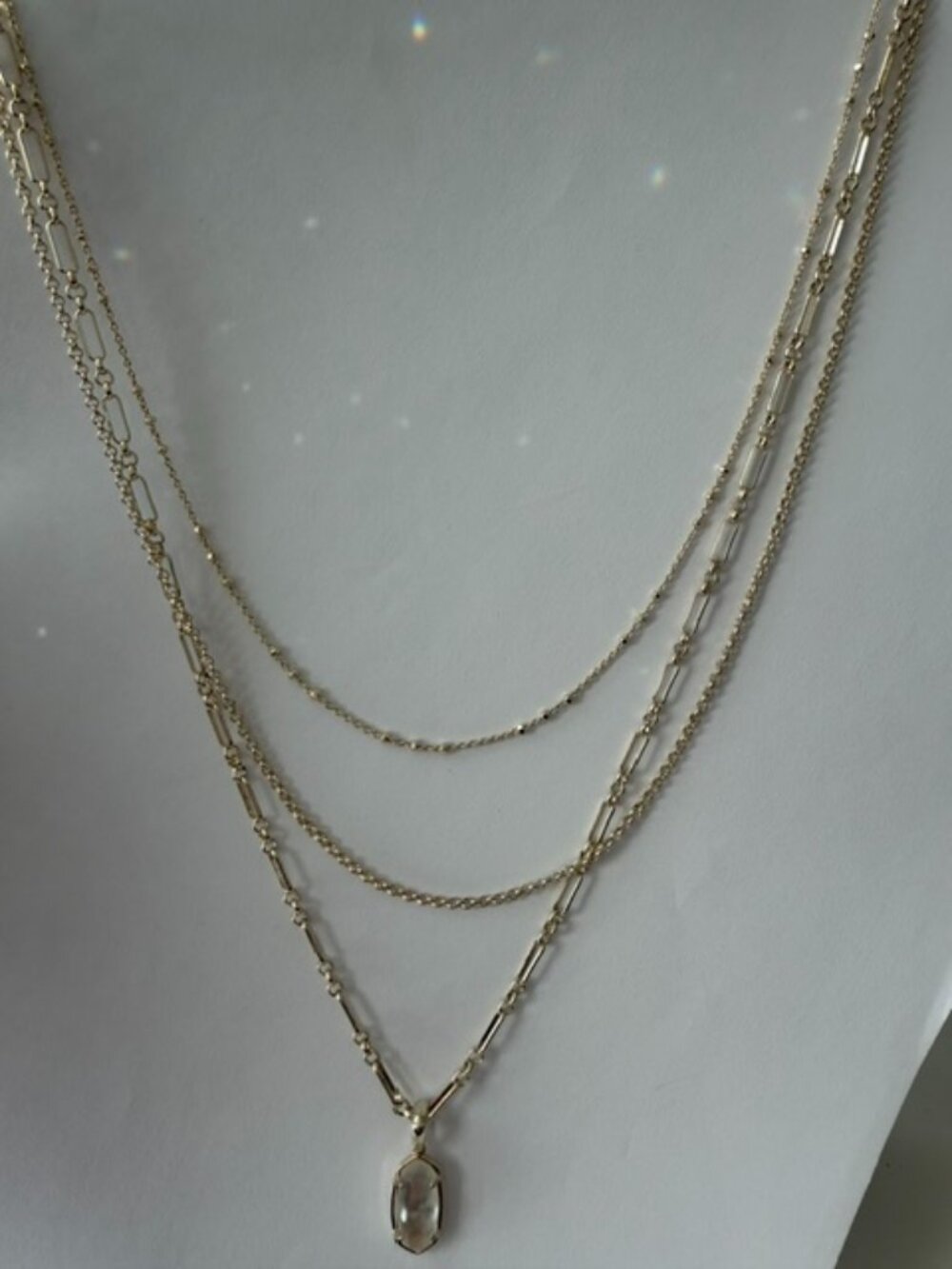 Kendra Scott mini Elisa necklace triple strand gold plate layered necklace.
